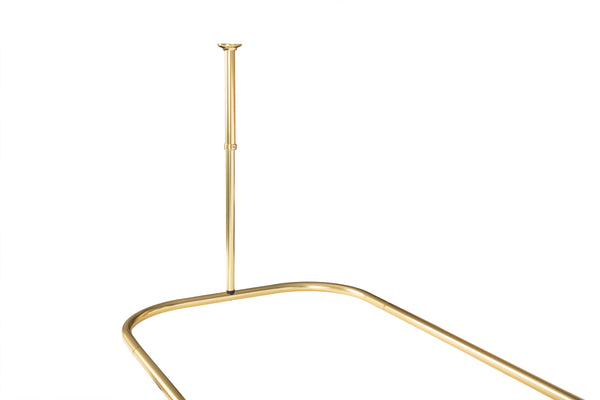 Utopia Alley HP9XX Rustproof Wall Mounted Aluminum Hoop Shower Rod With Ceiling Support for Clawfoot Tub, 45.7 Inch Size by 22 Inch, with White Shower Curtain 180x70 inch