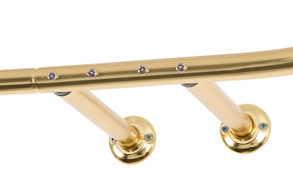 Utopia Alley HP9XX Rustproof Wall Mounted Aluminum Hoop Shower Rod With Ceiling Support for Clawfoot Tub, 45.7 Inch Size by 22 Inch, with White Shower Curtain 180x70 inch