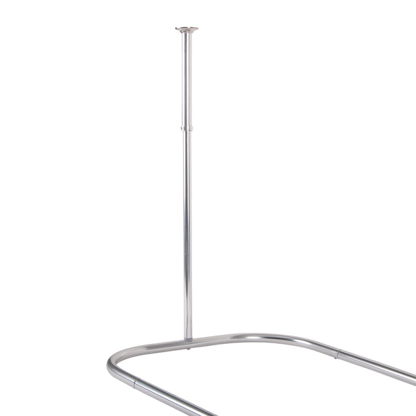 Utopia Alley HP9XX Rustproof Wall Mounted Aluminum Hoop Shower Rod With Ceiling Support for Clawfoot Tub, 45.7 Inch Size by 22 Inch, with White Shower Curtain 180x70 inch