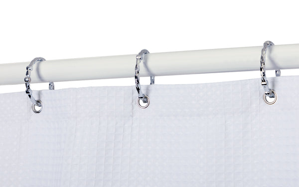 Utopia Alley HP9XX Rustproof Wall Mounted Aluminum Hoop Shower Rod With Ceiling Support for Clawfoot Tub, 45.7 Inch Size by 22 Inch, with White Shower Curtain 180x70 inch