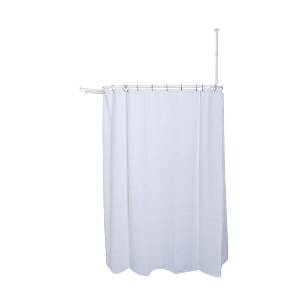 Utopia Alley HP9XX Rustproof Wall Mounted Aluminum Hoop Shower Rod With Ceiling Support for Clawfoot Tub, 45.7 Inch Size by 22 Inch, with White Shower Curtain 180x70 inch