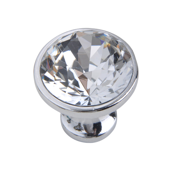 Utopia Alley HW330PLCH021 Gleam Crystal Cabinet Ring Pull Knob - Decorative Cabinet Drop Pull Knobs for Cabinets and Drawers - Vintage Cabinet Hardware with Hand Finished Polished Chrome - Metal Drawer Pull Knobs 1.2"
