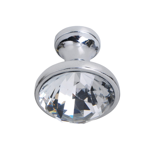 Utopia Alley HW330PLCH021 Gleam Crystal Cabinet Ring Pull Knob - Decorative Cabinet Drop Pull Knobs for Cabinets and Drawers - Vintage Cabinet Hardware with Hand Finished Polished Chrome - Metal Drawer Pull Knobs 1.2"