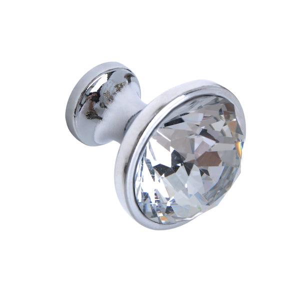 Utopia Alley HW330PLCH021 Gleam Crystal Cabinet Ring Pull Knob - Decorative Cabinet Drop Pull Knobs for Cabinets and Drawers - Vintage Cabinet Hardware with Hand Finished Polished Chrome - Metal Drawer Pull Knobs 1.2"