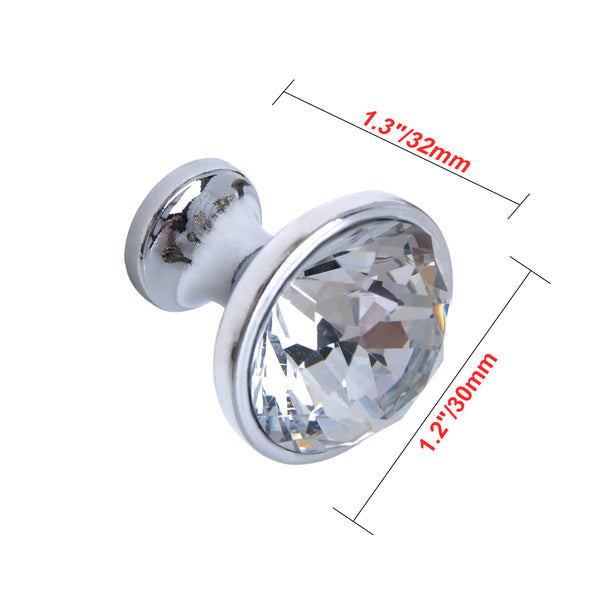 Utopia Alley HW330PLCH021 Gleam Crystal Cabinet Ring Pull Knob - Decorative Cabinet Drop Pull Knobs for Cabinets and Drawers - Vintage Cabinet Hardware with Hand Finished Polished Chrome - Metal Drawer Pull Knobs 1.2"
