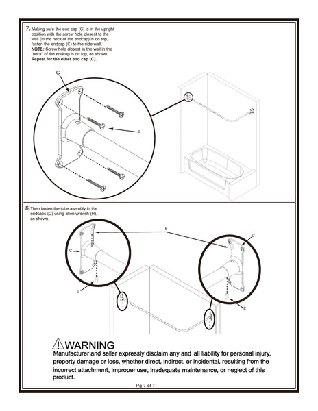 Utopia Alley LR1WW Wall Mounted 68x28in Rustproof L-Shaped Corner Shower Curtain Rod White