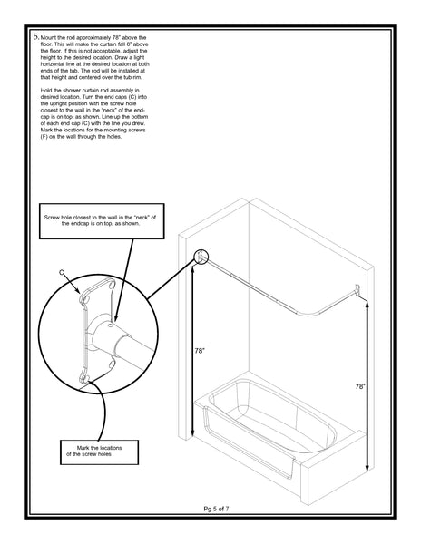 Utopia Alley LR1WW Wall Mounted 68x28in Rustproof L-Shaped Corner Shower Curtain Rod White