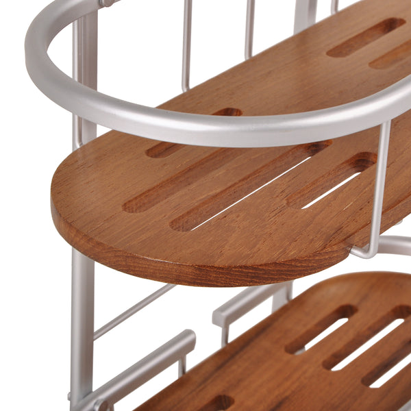 Utopia Alley SHC5XX Tia Rustproof Teak Overhead Shower Caddy with 2 Shelves - Decorative Shower Rack for Shampoo & Toiletries Storage, Hanging Shower Head Organizer for Bathroom Accessories & Guest Bathrooms