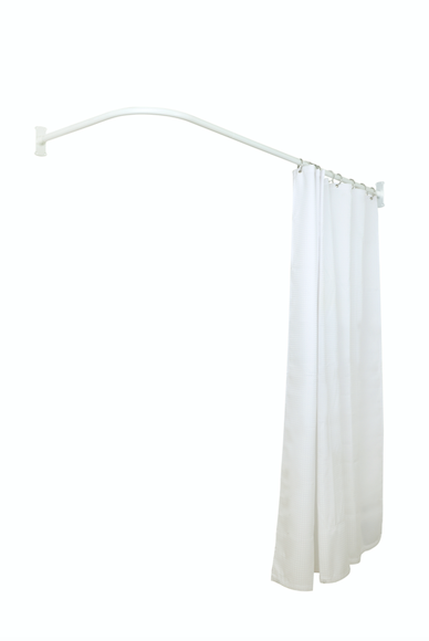 Utopia Alley LR1WW Wall Mounted 68x28in Rustproof L-Shaped Corner Shower Curtain Rod White