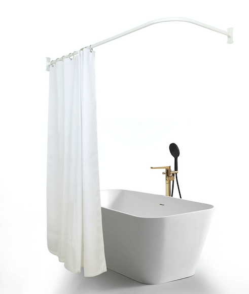 Utopia Alley LR1WW Wall Mounted 68x28in Rustproof L-Shaped Corner Shower Curtain Rod White