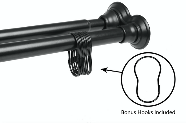 Utopia Alley DS1XX Adjustable 72-Inch Double Shower Curtain Tension Rods - Rust-Proof Aluminum with  Rubber End Cap, Easy Installation - Extendable, Ideal for Bathroom, Retractable, Wall-to-Wall - No Drilling