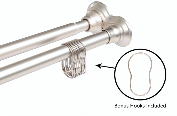Utopia Alley DS1XX Adjustable 72-Inch Double Shower Curtain Tension Rods - Rust-Proof Aluminum with  Rubber End Cap, Easy Installation - Extendable, Ideal for Bathroom, Retractable, Wall-to-Wall - No Drilling