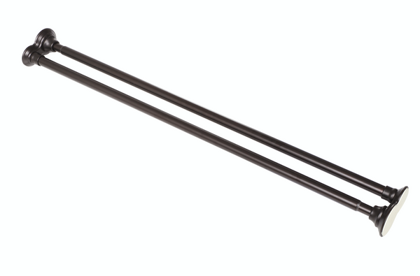Utopia Alley DS1XX Adjustable 72-Inch Double Shower Curtain Tension Rods - Rust-Proof Aluminum with  Rubber End Cap, Easy Installation - Extendable, Ideal for Bathroom, Retractable, Wall-to-Wall - No Drilling