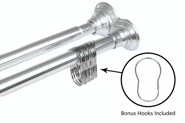 Utopia Alley DS1XX Adjustable 72-Inch Double Shower Curtain Tension Rods - Rust-Proof Aluminum with  Rubber End Cap, Easy Installation - Extendable, Ideal for Bathroom, Retractable, Wall-to-Wall - No Drilling