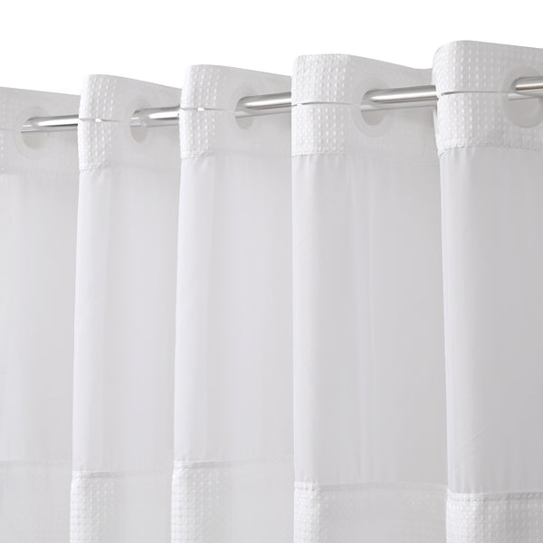 Utopia Alley BL6WW No Hooks Required Waffle Weave Shower Curtain with Snap in Liner - 71"W x 74"H, White