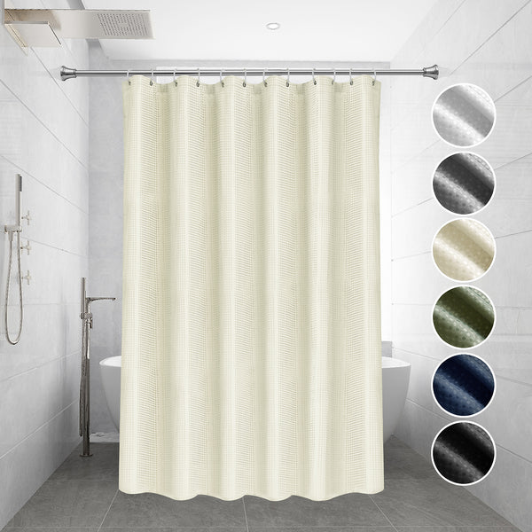 Utopia Alley BL7XX Waffle Weave Shower Curtain for Bathroom, 120 GSM Weighted Polyester Bath Curtain (71" W × 71" H)