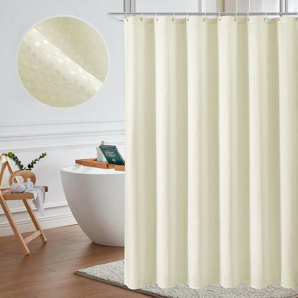 Utopia Alley BL7XX Waffle Weave Shower Curtain for Bathroom, 120 GSM Weighted Polyester Bath Curtain (71" W × 71" H)