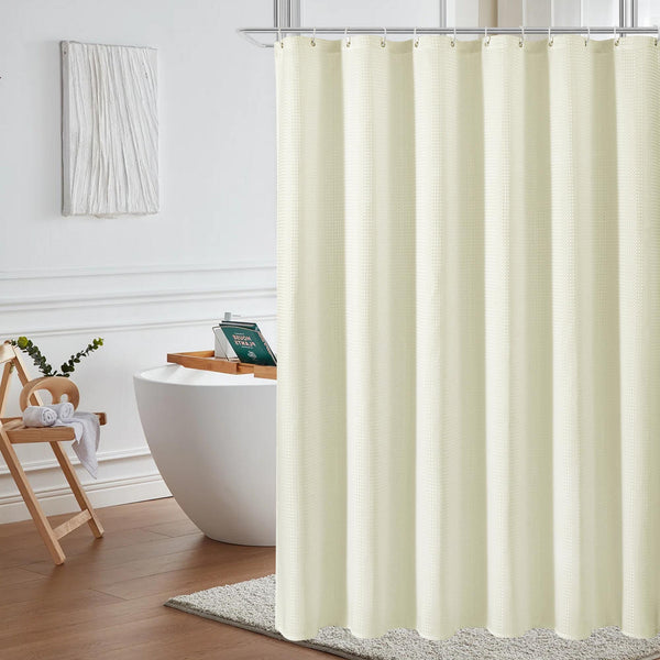 Utopia Alley BL7XX Waffle Weave Shower Curtain for Bathroom, 120 GSM Weighted Polyester Bath Curtain (71" W × 71" H)