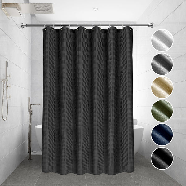 Utopia Alley BL7XX Waffle Weave Shower Curtain for Bathroom, 120 GSM Weighted Polyester Bath Curtain (71" W × 71" H)