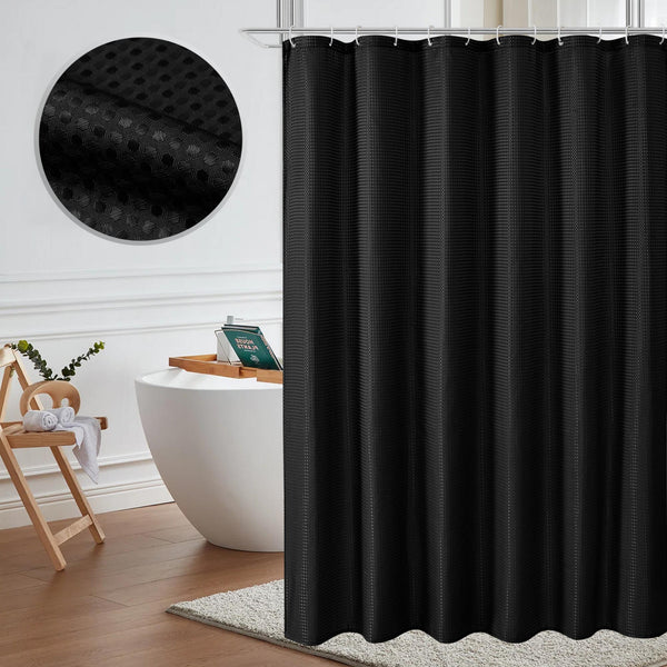 Utopia Alley BL7XX Waffle Weave Shower Curtain for Bathroom, 120 GSM Weighted Polyester Bath Curtain (71" W × 71" H)