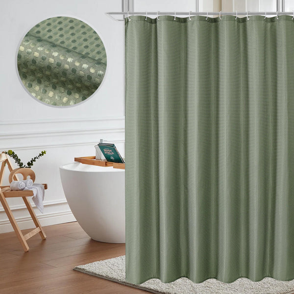 Utopia Alley BL7XX Waffle Weave Shower Curtain for Bathroom, 120 GSM Weighted Polyester Bath Curtain (71" W × 71" H)