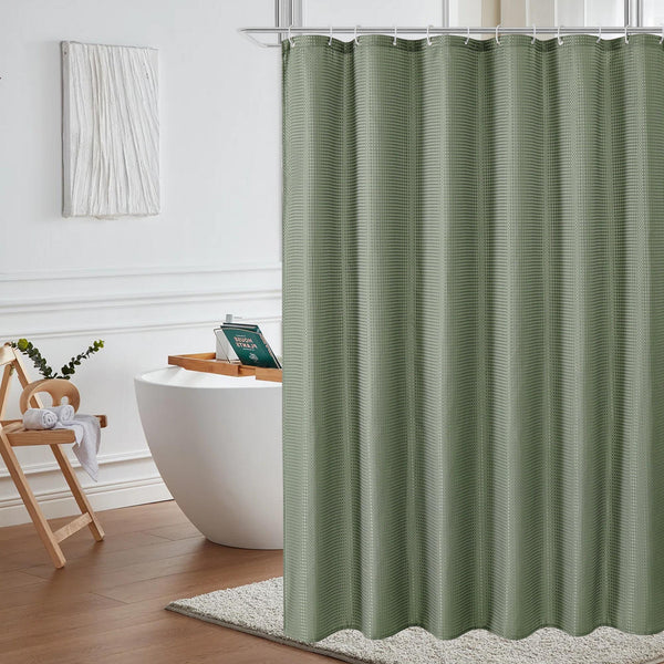 Utopia Alley BL7XX Waffle Weave Shower Curtain for Bathroom, 120 GSM Weighted Polyester Bath Curtain (71" W × 71" H)