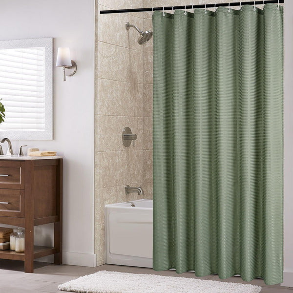 Utopia Alley BL7XX Waffle Weave Shower Curtain for Bathroom, 120 GSM Weighted Polyester Bath Curtain (71" W × 71" H)