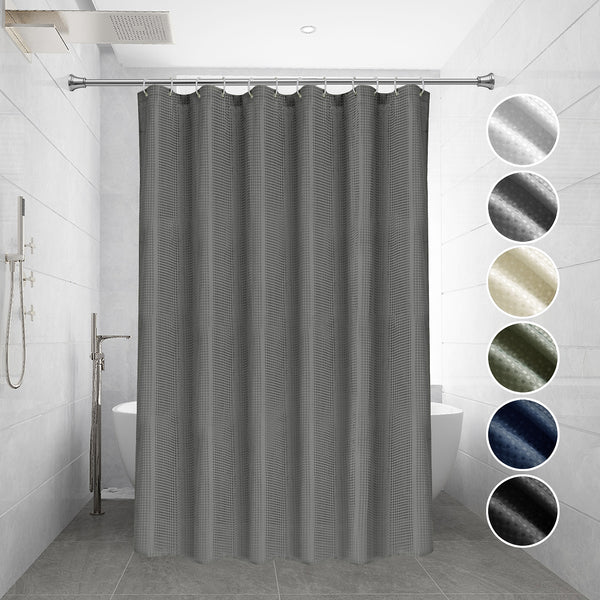 Utopia Alley BL7XX Waffle Weave Shower Curtain for Bathroom, 120 GSM Weighted Polyester Bath Curtain (71" W × 71" H)