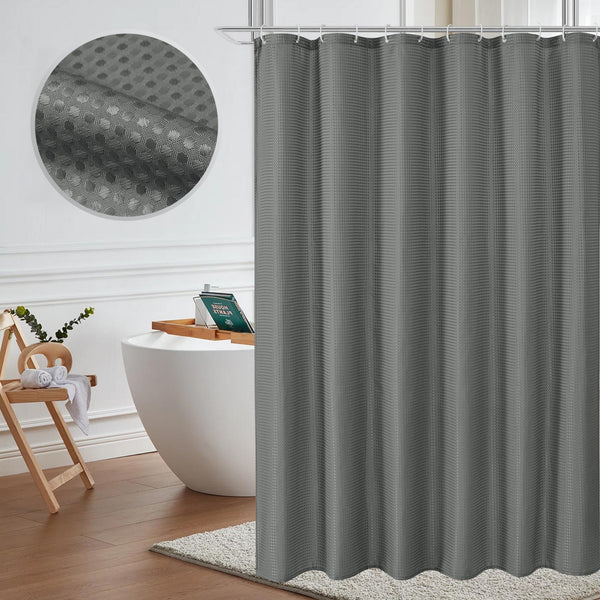 Utopia Alley BL7XX Waffle Weave Shower Curtain for Bathroom, 120 GSM Weighted Polyester Bath Curtain (71" W × 71" H)