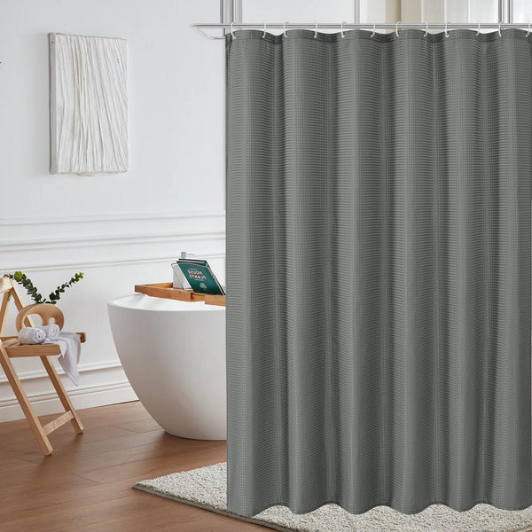 Utopia Alley BL7XX Waffle Weave Shower Curtain for Bathroom, 120 GSM Weighted Polyester Bath Curtain (71" W × 71" H)