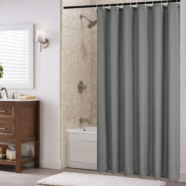 Utopia Alley BL7XX Waffle Weave Shower Curtain for Bathroom, 120 GSM Weighted Polyester Bath Curtain (71" W × 71" H)