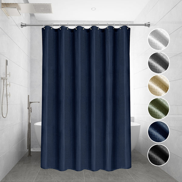 Utopia Alley BL7XX Waffle Weave Shower Curtain for Bathroom, 120 GSM Weighted Polyester Bath Curtain (71" W × 71" H)