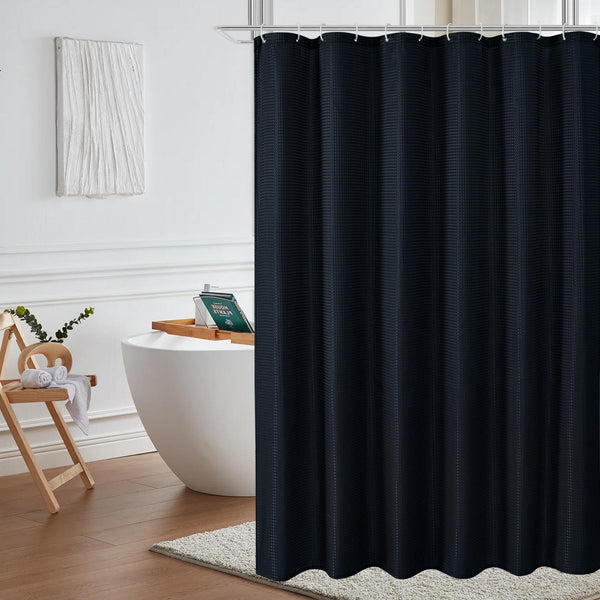 Utopia Alley BL7XX Waffle Weave Shower Curtain for Bathroom, 120 GSM Weighted Polyester Bath Curtain (71" W × 71" H)