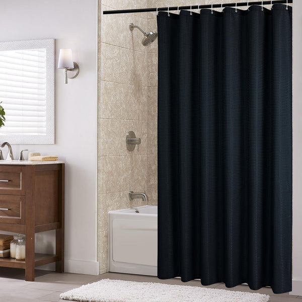 Utopia Alley BL7XX Waffle Weave Shower Curtain for Bathroom, 120 GSM Weighted Polyester Bath Curtain (71" W × 71" H)