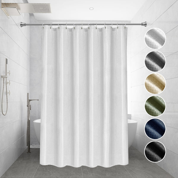 Utopia Alley BL7XX Waffle Weave Shower Curtain for Bathroom, 120 GSM Weighted Polyester Bath Curtain (71" W × 71" H)