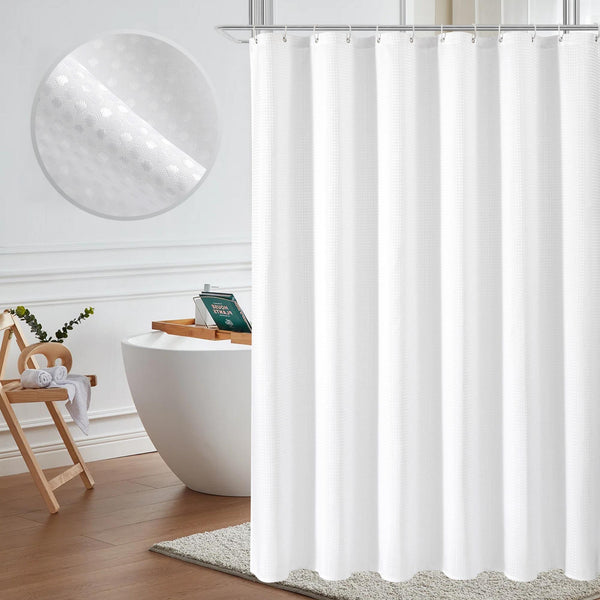 Utopia Alley BL7XX Waffle Weave Shower Curtain for Bathroom, 120 GSM Weighted Polyester Bath Curtain (71" W × 71" H)