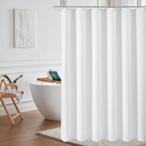 Utopia Alley BL7XX Waffle Weave Shower Curtain for Bathroom, 120 GSM Weighted Polyester Bath Curtain (71" W × 71" H)