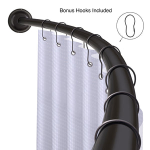 Utopia Alley CR2BK Aluminum Rustproof Wall Mounted Single Curved Shower Rod, adjustable from 45" to 72" Wide, Black