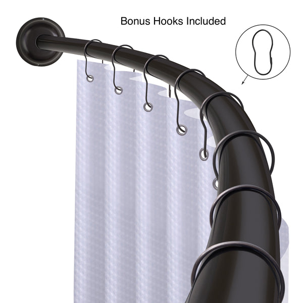 Utopia Alley CR2BK Aluminum Rustproof Wall Mounted Single Curved Shower Rod, adjustable from 45" to 72" Wide, Black