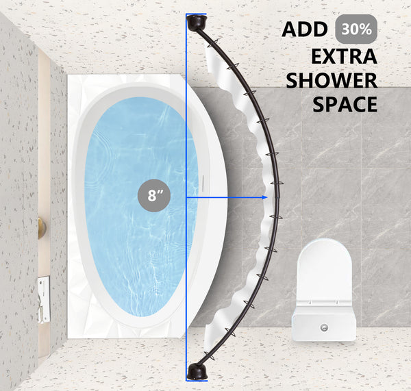 Utopia Alley CR2BK Aluminum Rustproof Wall Mounted Single Curved Shower Rod, adjustable from 45" to 72" Wide, Black