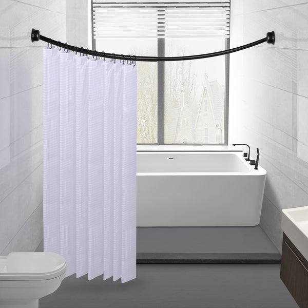 Utopia Alley CR2BK Aluminum Rustproof Wall Mounted Single Curved Shower Rod, adjustable from 45" to 72" Wide, Black