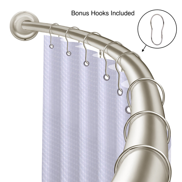 Utopia Alley CR2BN Aluminum Rustproof Wall Mounted Single Curved Shower Rod, adjustable from 45" to 72" Wide, Brushed Nickel