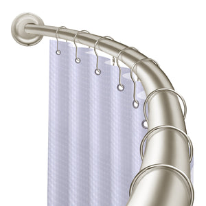 Utopia Alley CR2BN Aluminum Rustproof Wall Mounted Single Curved Shower Rod, adjustable from 45" to 72" Wide, Brushed Nickel