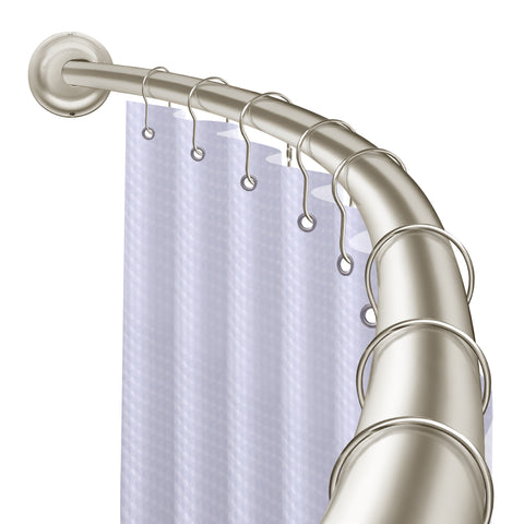 Utopia Alley CR2BN Aluminum Rustproof Wall Mounted Single Curved Shower Rod, adjustable from 45" to 72" Wide, Brushed Nickel