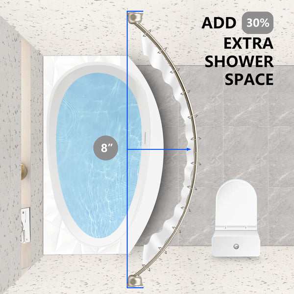 Utopia Alley CR2BN Aluminum Rustproof Wall Mounted Single Curved Shower Rod, adjustable from 45" to 72" Wide, Brushed Nickel