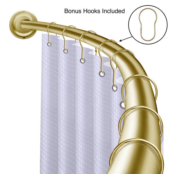 Utopia Alley CR2GD Aluminum Rustproof Wall Mounted Single Curved Shower Rod, adjustable from 45" to 72" Wide, Gold