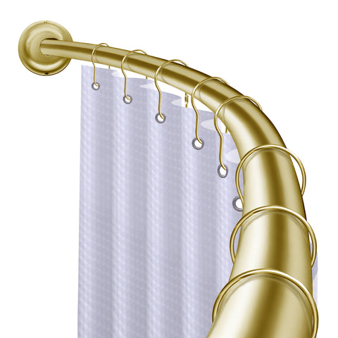 Utopia Alley CR2GD Aluminum Rustproof Wall Mounted Single Curved Shower Rod, adjustable from 45" to 72" Wide, Gold