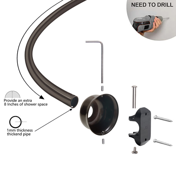 Utopia Alley CR2RB Aluminum Rustproof Wall Mounted Single Curved Shower Rod, adjustable from 45" to 72" Wide, Oil Rubbed Bronze