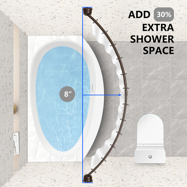 Utopia Alley CR2RB Aluminum Rustproof Wall Mounted Single Curved Shower Rod, adjustable from 45" to 72" Wide, Oil Rubbed Bronze