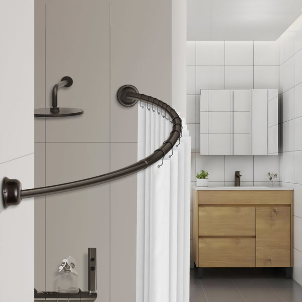 Utopia Alley CR2RB Aluminum Rustproof Wall Mounted Single Curved Shower Rod, adjustable from 45" to 72" Wide, Oil Rubbed Bronze